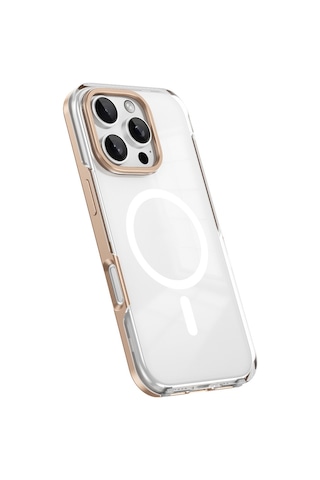 Apple Uyumlu iPhone 16 Pro Kılıf M-safe Şarj Özellikli Çıkarılabilir Arka Yüzeyli Zore Polar Kapak Gold