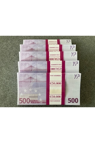 Aykar Yeni 5 Deste 500 Euro Geçersiz Eğlence Oyun Şaka Düğünde Para
