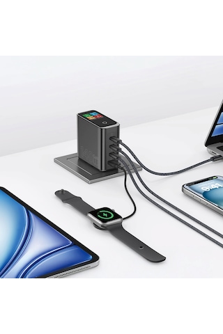 Wiwu Wi-g028 Voyager Serisi Gan Teknolojili Pd/qc Tft Göstergeli Hızlı Şarj Başlığı 140w Siyah