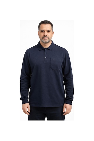 Classics Men Simenti Regular Fit Polo Yaka Uzun Kol Sweatshirt - 7566 Lacivert