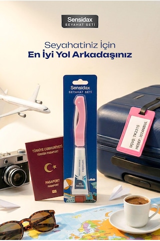 Sensidax Seyahat Seti-diş Fırçası Pembe- Hassas Dişler İçin +10 Ml Diş Macunu
