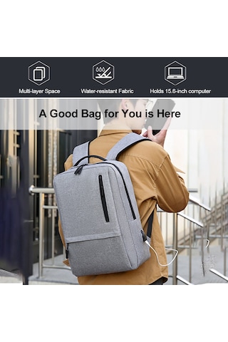 Moveevo 15.6 İnç Düşük Boyutlı Uyumlu Su Geçirmez Oxford Kumaş Günlük Stil Bilgisayar Sırt Çantası Gri A01 Gri