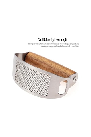 Paslanmaz Çelik Sallanan Sarımsak Ezeceği - Ergonomik Saplı Pratik Sarımsak Ezici, Modern Mutfak Gereçleri El Tipi Ezme Aleti Ve Püre Yapıcı Açık Bej