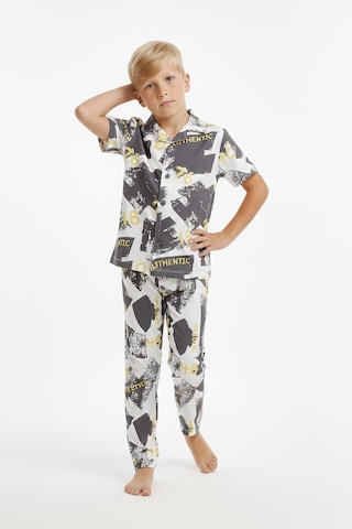 Modanıno Erkek Çocuk %100 Pamuk Ve Gömlek Tarz Pijama Takımı 2-13 Yaş 12687ıs Antrasit Gri