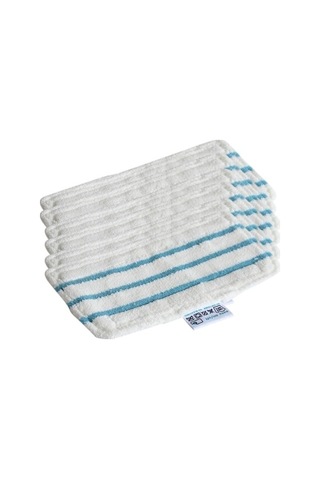 Prestigegoods Black & Decker Buharlı Paspas Yedek Ped 6'lı Beyaz + Blue, Fsm1610 Fsm1630 İçin, 30x15.8cm, Kumaş, Yıkanabilir