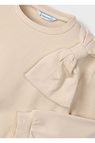Mayoral Bej Kız Çocuk Fiyonklu Sweatshirt 4434 Bej