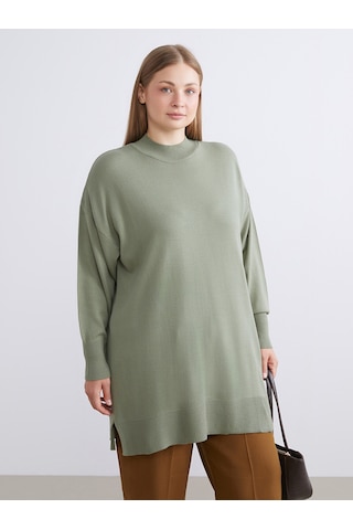 Lcw Modest Yeşil Dik Yaka Kadın Triko Tunik