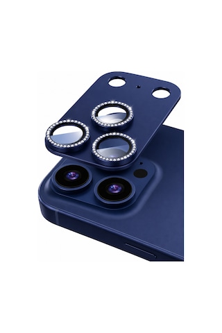 iPhone Uyumlu 17 Pro Max Taşli Kamera Koruyucu+ Ekran Koruyucu Set Si Yah