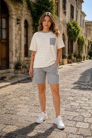 Alexandergardi Alexandergardı Cep Detaylı Çizgili T-shirt Pudra