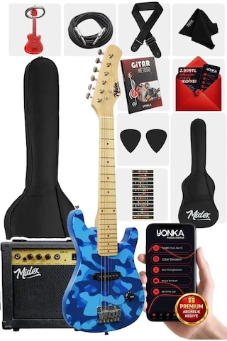 Midex Ceg-30bs 4-6 Yaş Çocuklar İçin Amfili Full 1/4 30 İnç Elektro Gitar Seti