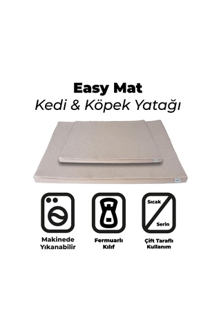 Easymat, Çift Taraflı Kullanılabilen, Çıkarılabilir Kılıflı, Yıkanabilir, Kedi Ve Köpek Matı Açık Bej-bej