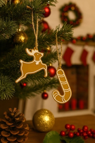 Yılbaşı Ağacı Süs Seti 5 Parça Gold-beyaz Dekoratif Süsler Noel Dekor Christmas