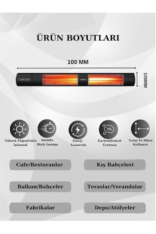Hottable Classic Plus 4000 W Su Geçirmez Uzaktan Kumandalı Isı Kademeli Infrared Dış Ortam Isıtıcı