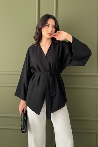 Kadın Kuşaklı Kimono 1177 Siyah