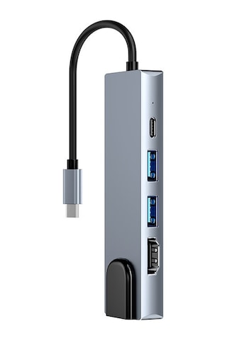 Samdoo Type-c Genişletme Ünitesi: Usb 3.0 Hub, Pd Hızlı Şarj, 4k Ekran Yansıtma, 100mbps Rj45 Ethernet - 5 İşlevli