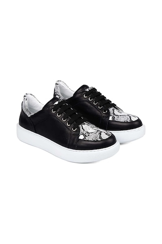 Bestello Bağcıklı Eva Sneaker 101-14725-122 Kadın Ayakkabı Sıyah-grı Yılan