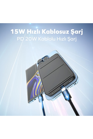 Woyax By Deji 10000 Mah 20 W Standlı Hızlı Taşınabilir Magsafe Powerbank Siyah