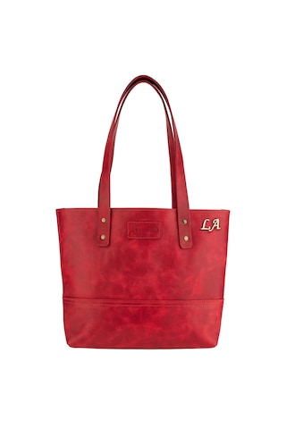 Twingold İsme Özel Tote Bag El Omuz Çantası - %100 Rainbow Deri - Ac03003 - Kırmızı Kırmızı