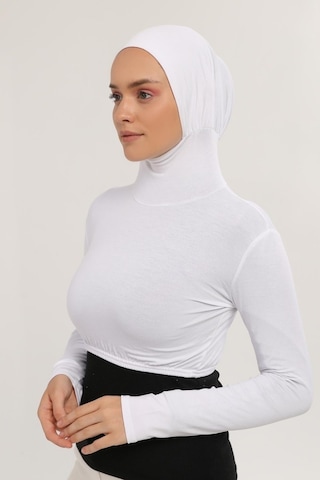 Altobeh Uzun Kollu Boyunluklu Boneli Yarım Body Beyaz Çok Renkli
