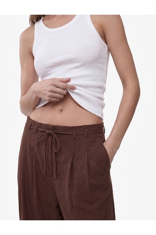 Koton Straight Fit Pileli Kemerli Geniş Paça Pantolon Kahverengi 6sak40386pw Kahve