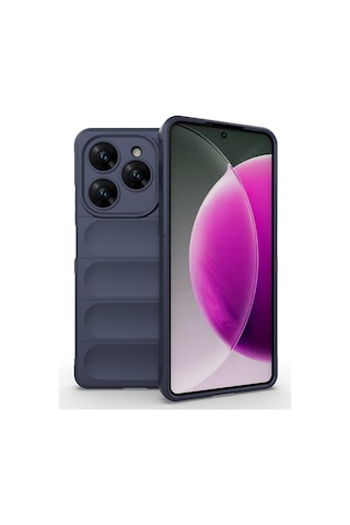 Tecno Spark 20 Pro 4g Kılıf Esnek Tpu Oyuklu Arka Yüzey Tasarımlı Hptk Etnik Silikon Kapak - Laciver Lacivert