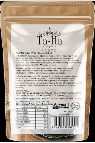 ta-ha kahve 2018 Ta-ha Osmanlı Kahvesi 200 Gr