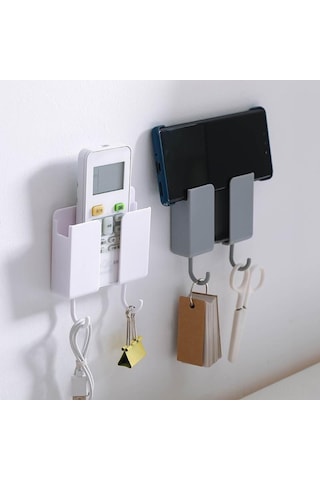 Gajeena Duvar Tipi Çok Amaçlı Saklama Kutusu, Tv Kumandası Ve Telefon Tutucu, Abssert Malzeme, Çift Kanca, Ev İçi Organize Siyah/beyaz Diğer