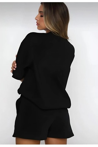Hırsch Kadın Siyah Oversize Yazlık Baby Baskılı Şort T-shirt Takım Mat Siyah