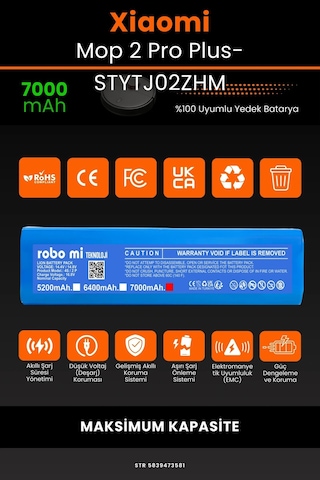 Xiaomi Mop Pro2+ 3D STYTJ02ZHM 7000mAh Robot Süpürge Bataryası
