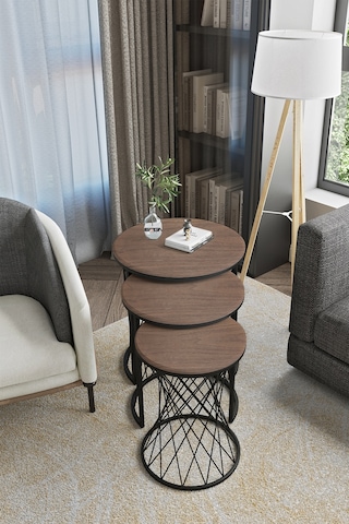 Emga Home Zenith Zigon Sehpa - Ceviz Ceviz