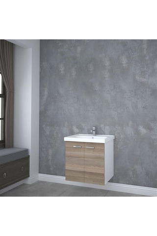 Turkuaz Frame Etajerli Lavabo 60X45 Cm Ve Terra Banyo Dolabı Çok Renkli