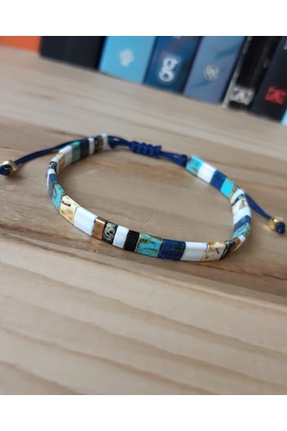 Miyuki Tila Boncuklu El Yapımı Kadın Bileklik Lacivert Mavi Minimalist Tasarım Takı Hediyelik