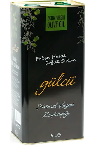 Gülcü Erken Hasat Soğuk Sıkım Natural Sızma Zeytinyağı Teneke 5 L