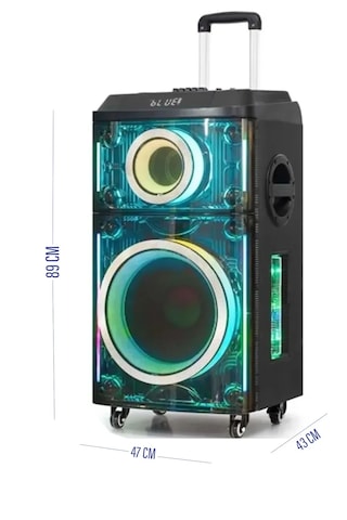 12"+1 Tweeter/equalizer Profosyonel Bluetooth Hoparlör 60000watts Speaker Çift Mikrofonlu Derin Bass