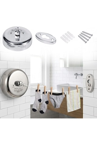 Paslanmaz Çelik Geri Çekilebilir Çamaşır İpi Duvar Tipi Duvara Monte Banyo,balkon,bahçe Çamaşır Kurutma Askısı 4741 Bakır