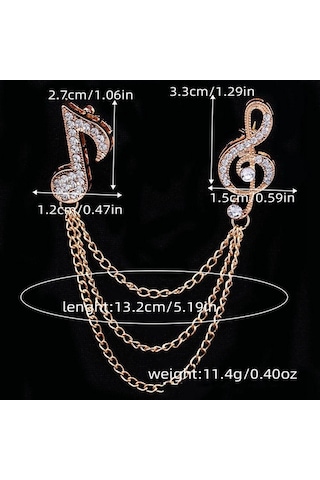 Unisex Yapay Elmas Broşlar Çinko Alaşımlı Atkı İğneleri Klips Moda Müzik Notaları Broş Erkek Kadın Gümüş