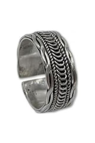 Agakulche Gümüş Ayarlanabilir Erkek Helezon Yüzük Gümüş