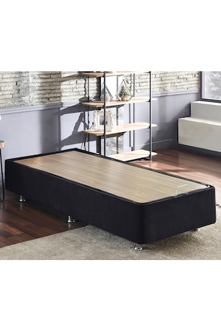 Nironyatak Niron Ela Baza - 80X200 Cm Tek Kişilik Sandıklı Siyah Kumaş Baza