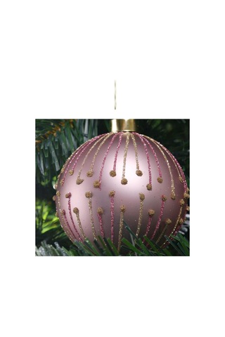 Çizgili Pembe Yılbaşı Süsü 8 Cm