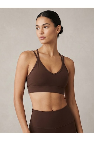 Stormwear Kadın 2'li Paket Çapraz Askılı Dalgıç Kumaş Crop Bustiyer Seti - Kahverengi & Beyaz Spor Bralet Top Beyaz - Kahverengi