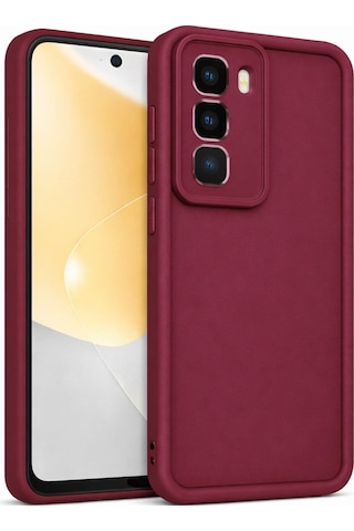 Infinix Hot 50 Pro Uyumlu Kamera Çıkıntılı Mat Silikon Telefon Kılıfı Bordo