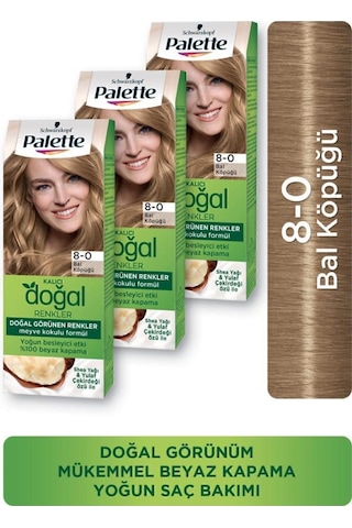 Palette Kalıcı Doğal Renkler Saç Boyası 8 - 0 Bal Köpüğü X 3 Adet