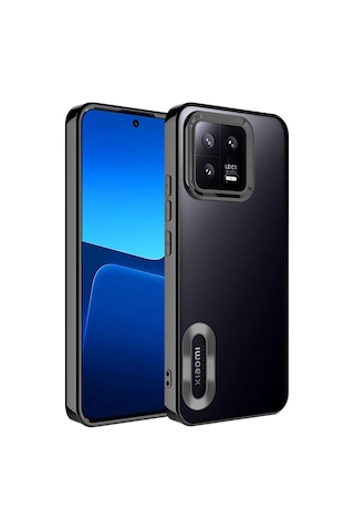 Xiaomi Mi 13 Kılıf Kamera Korumalı Logo Gösteren Zore Omega Kapak Siyah