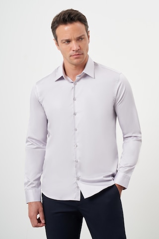 Morven Erkek Gri Pamuk Düz Desen Sert Yaka Slim Fit Gömlek 24mc004111100 Gri