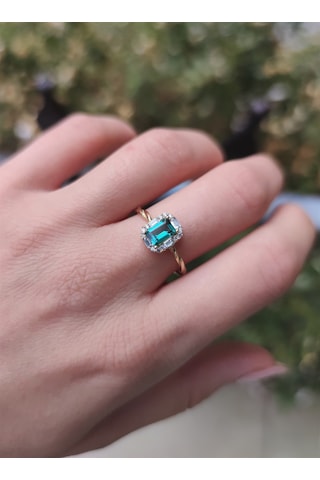 Jena Green Topaz Pırlanta Yüzük Ak-1350