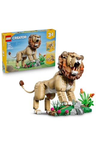 LEGO® Creator 3’ü 1 Arada Vahşi Hayvanlar: Görkemli Aslan 31386 - 9+ Yaş için Figürler İçeren Oyuncak Yapım Seti (839 Parça)