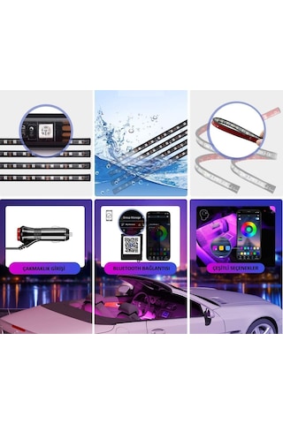 4Parçalı Uzaktan Kumanda Bluetooth Kontrollü Atmosfer Işık LEDi