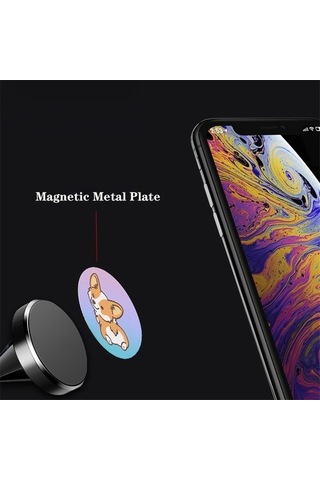 Muduan 18 Metal Plaka Disk Mıknatıslı Araç Telefonu Tutucu Sac Demir Etiket Manyetik Cep Telefon Tutucu Araç Montaj Standı Renkli Direksiyon Kmhtrk