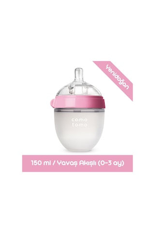 Comotomo Antikolik Yavaş Akışlı Pembe Silikon Biberon 150 ML