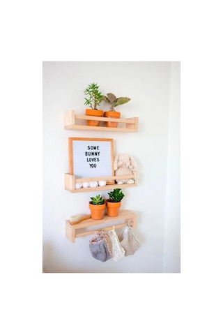 Montessori Kitaplık Çocuk Bebek Odası Rafı Ahşap Kitaplık Askılık 40cm 3lü Ters Düz Raf Ahşap Ahşap